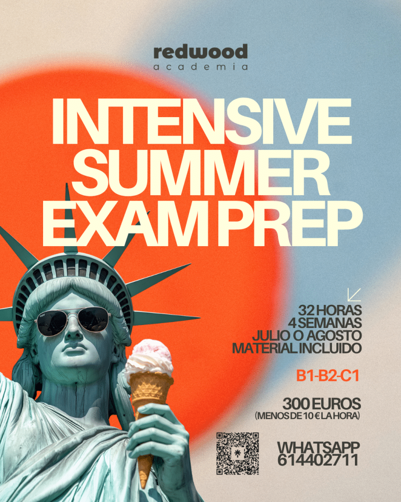 cartel cursos de inglés intensivos para exámenes oficiales